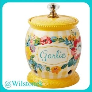 The Pioneer Woman Sweet Romance Garlic Keeper - Yellow Gingham